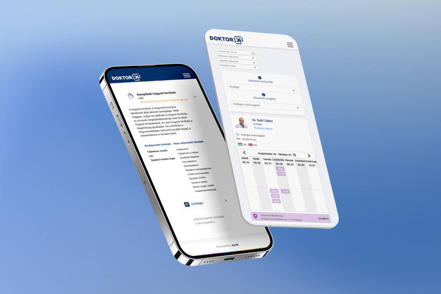Easy appointment scheduling via the Doktor24 web app, enabled by XUND's Ecosystem Management add-on