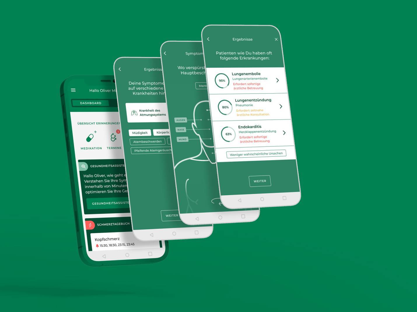 Mockups des Digital Health Assistant powered by XUND