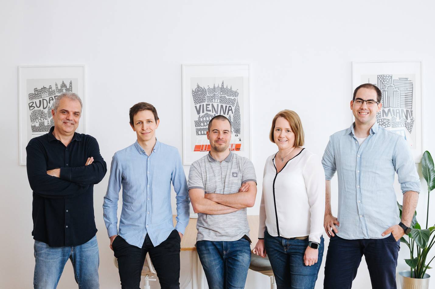 XUND's medical team at the Vienna office. From left to right: Co-Founder and Head of Medical Zoli, and medical experts Peter, Balint, Szilvia, and Team Lead Andras.