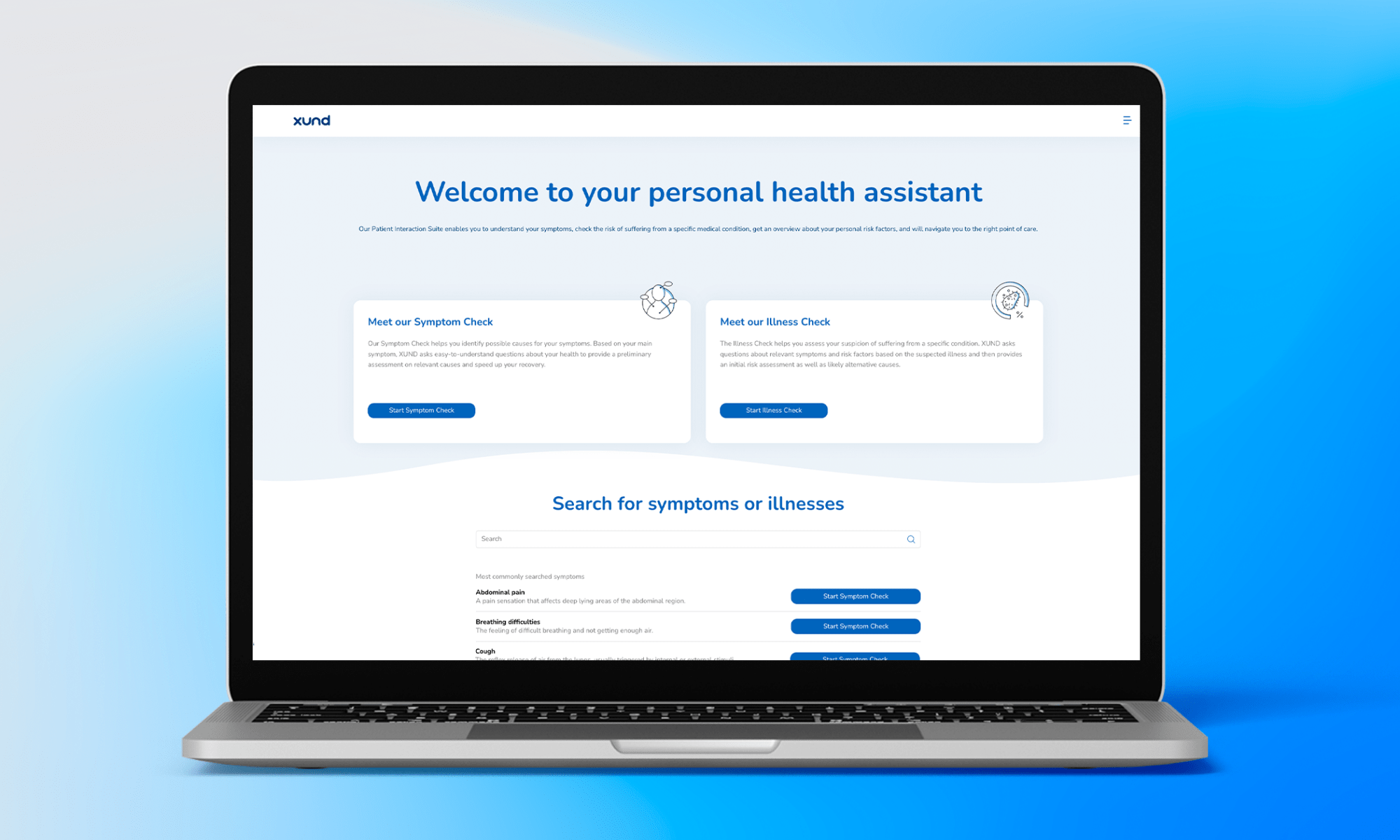 XUND's Illness Check showing a heart and information on COVID-19-induced heart failure XUND's Illness Check showing a heart and information on COVID-19-induced heart failure